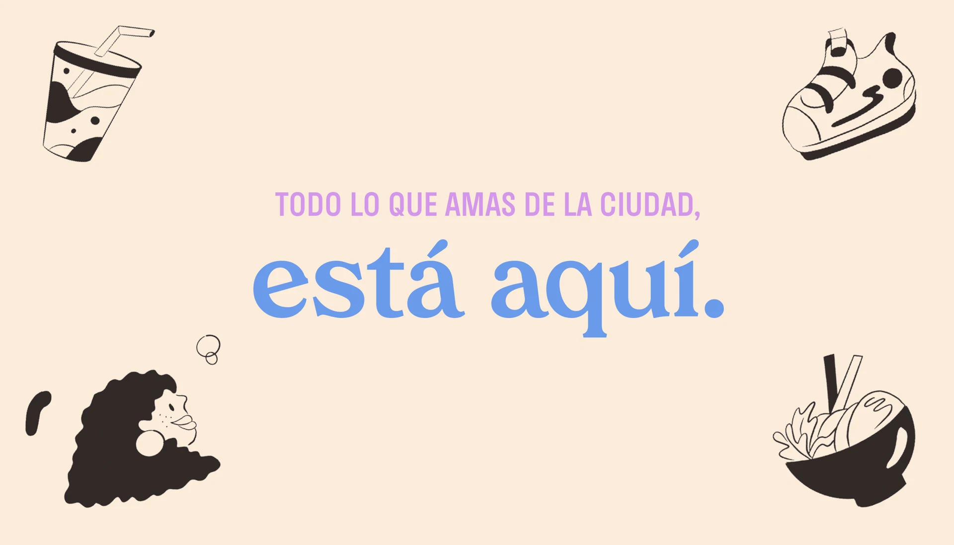 Banner de Cumbayork “Todo lo que amas de la ciudad está aquí” con ilustraciones
